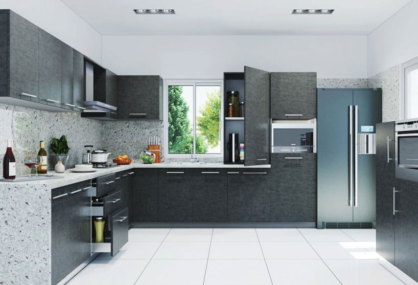 L-shaped Modular Kitchen